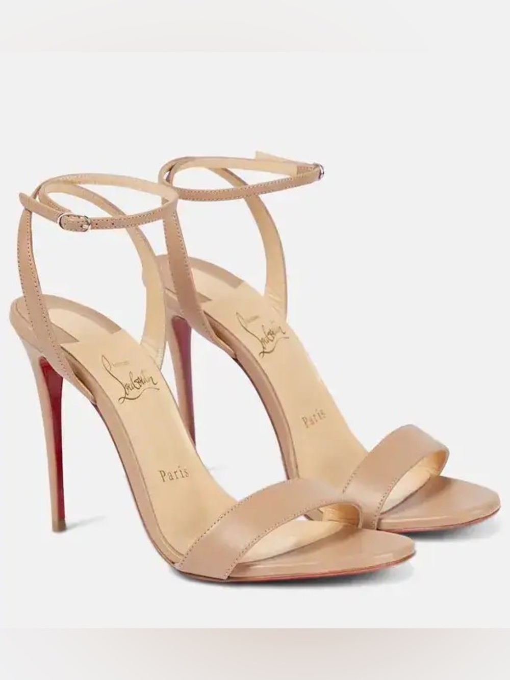 Christian Louboutin Beige Ankle-Strap Stiletto Sandals